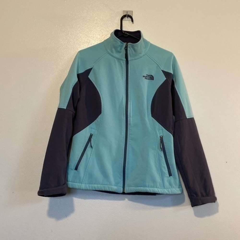 The North Face mint and gray full front zip up  zipper pockets jacket